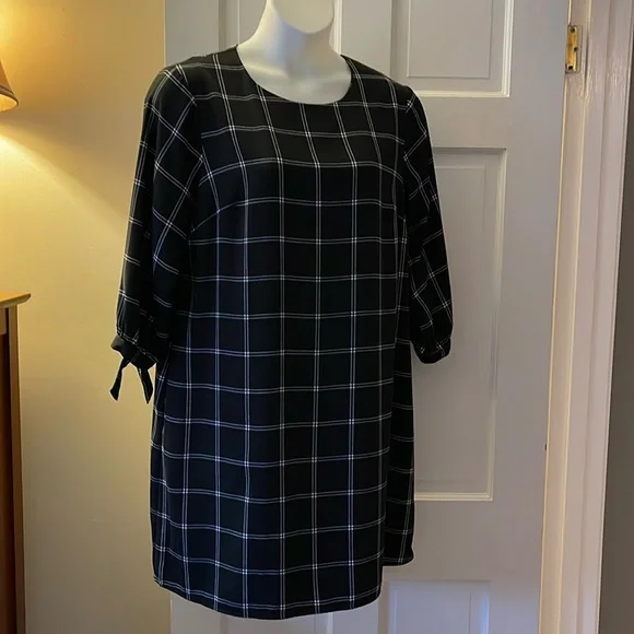 SOLD SOLD SOLD!!!!!A New Day XXL Pullover Dress, Black and White Windowpane - Picture 1 of 9